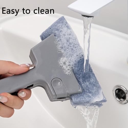 Image of Window Track Cleaner Tool, 3Pcs 4-in-1 Groove Cleaning Brush (with Bristle Brush, Gap Dustpan, Scraper) + 4pcs Replacement Cloth, Washable Cleaning Gadgets for Sliding Door, Sill, Car Vents