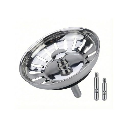 MultiAccesorios Colador y Tapón para Fregadero de Cocina 80 mm – Acero Inoxidable Antióxido, Sistema Presione y Tire, Filtro Atrapa Residuos, Apto para Lavavajillas