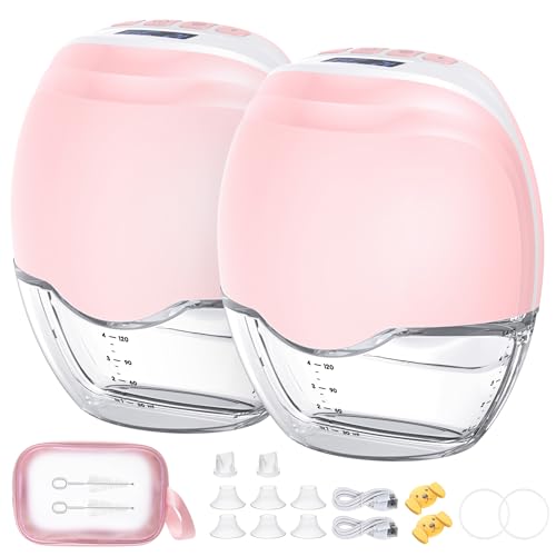 Sacaleches Electricos Manos Libres, Extractor de Leche Materna Portátil Inalámbrico, Silencioso y Antifugas, 3 Modos y 12 Niveles, Sin BPA, 2 Piezas para Trabajo y Viaje
