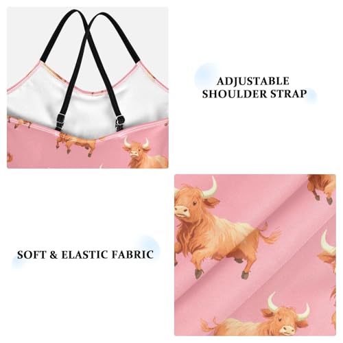 senya Girls Swimsuits One-Piece Swimwear Tie Bathing Suit Beach Summer Round Neck 9-10T Flying Highland Cattle Pattern3