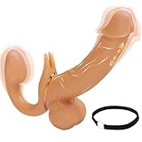 Strapon Realistische Doppeldildo, Strap on Umschnall für Frauen 9 Vibration und Stoßmodi G Punkt Anal Stimulator Silikon Dildo, Umschnallpenis Sex Spielzeug für Männer und Paare, Umschnall-dildo(Stoß)