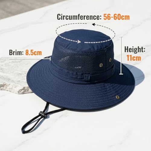 Image of GUSTAVE Sun Hats for Men Wide Brim Summer Sun Protection Cap for Men UV Protection Round Sun Cap for Hiking, Fishing, Gardning, Travel