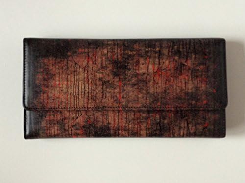 Women's Leather WALLET with ABSTRACT ART DESIGN Large Striped Wallet