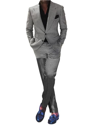 Tuxedos 2 pièces pied-de-poule pour homme coupe tailleur haut de gamme