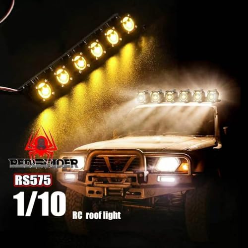 1/10 Scale RC Crawler Roof Light Bar,6 LEDs Spotlight, Bright Yellow Metal Lamp Kit for Axial SCX10 Traxxas TRX4 TRX6 D90 Redcat Gen8 RC Truck Off-Road Upgrades (Smiling face) image 5