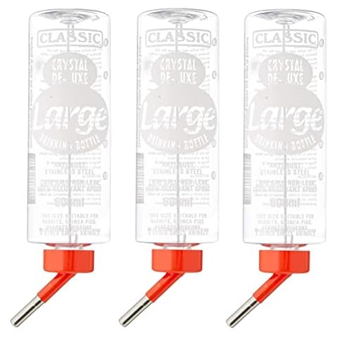 3 PACK 600ML CLASSIC WATER BOTTLE FOR SMALL ANIMAL RABBIT HUTCH CAGE WATER FEEDER, CLEAR Cover