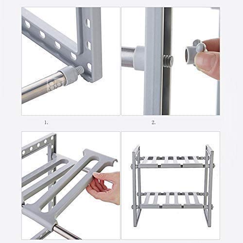 OH Stretched Edelstahl-Küche-Bad Haushalts Abtropfbrett Halter Über Sink Ablassen Regal Gewürzdose Utensilien Speicher… – Bild 5
