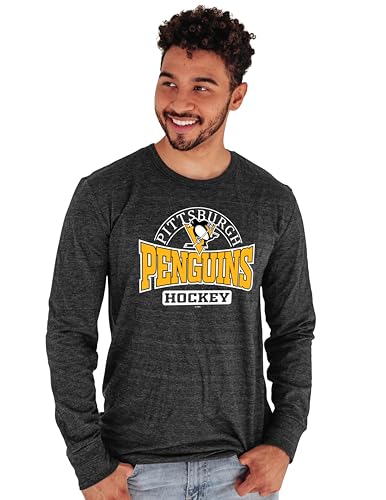 Pittsburgh Penguins NHL Officially Licensed Tri-Blend Long Sleeve T-Shirt Beards, X-Large