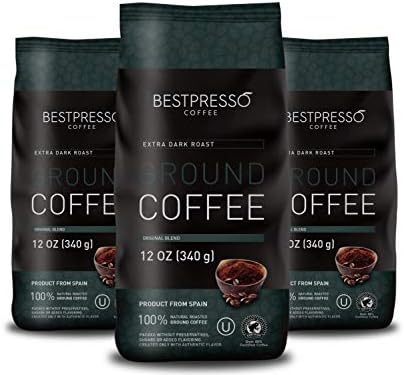 Bestpresso Ground Coffee (Extra Dark Roast, 12 Ounce (Pack of 3))
