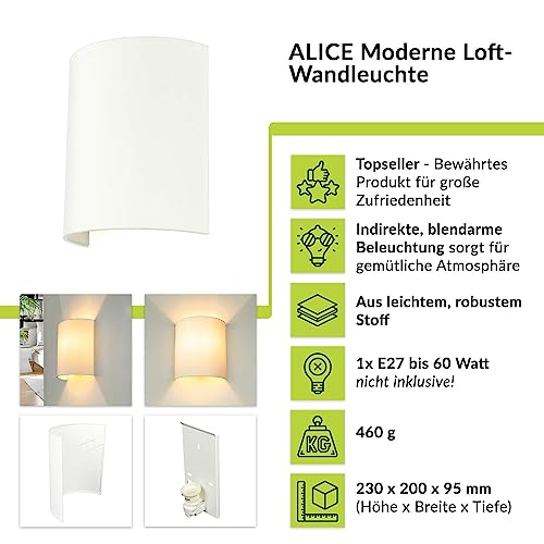 Aplique de pared interior ALICE en tela blanca E27 de 9.5 cm 8