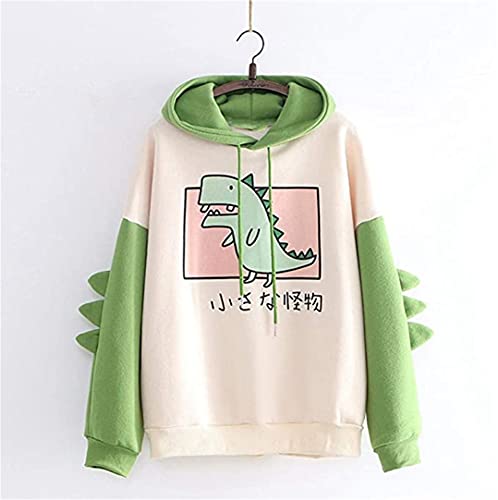 Fronage Womens Cute Hoodies Teen Girls Dinosaur Sweatshirts Kawaii Pullover Tops (Small, X Green) #TOP1