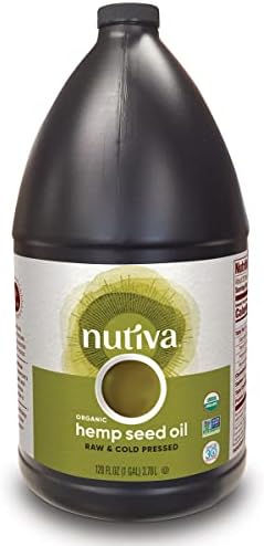 Nutiva Organic Cold-Pressed Unrefined Raw Hemp Seed Oil, 1 Gallon, USDA Organic, Non-GMO, Whole 30 Approved, Vegan, Gluten-Free & Keto, Rich in Omega 3 & 6 Fatty Acids