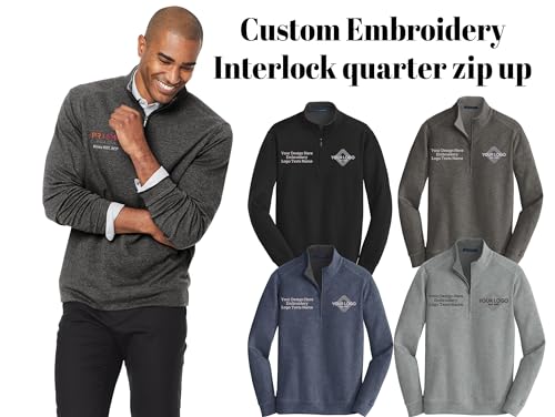 INK STITCH K807 Men Custom Embroidery Logo Texts Personalized Interlock Quarter Zip Up3