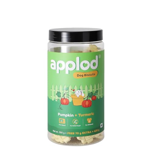 Image of Pumpkin with Turmeric Dog Biscuits for Puppies & Adult Dogs | Oven-Baked Crunchy Dog Treats Made with Real Ingredients | Healthy Training & Reward Snacks | 420g