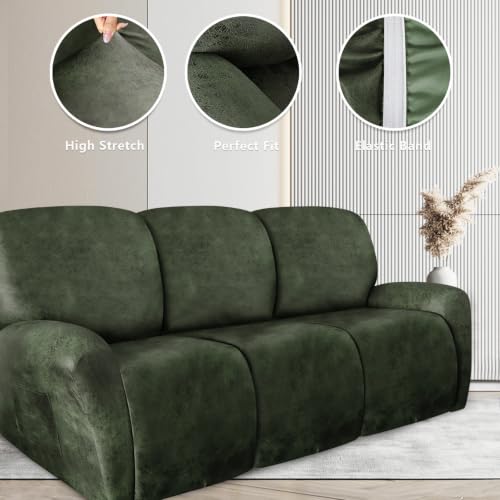 Image of ANARACHON Leather Look Recliner Couch Cover 8-Piece Recliner Sofa Slipcovers 3 Seater for Reclining Couches Furniture Protector Spandex Fabric Washable (Recliner Sofa, 03Tawny)
