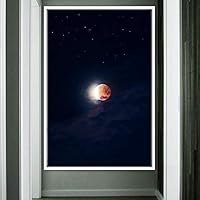 Framed Canvas Wall Art Moon Astronomy & Space Bedroom Colorful Contemporary Moon Multicolor Photography - 16x24 inches