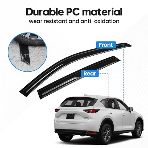 Image of CX-5 Rain Guards - Window Visors for Mazda CX5 2017-2025 2026, Out-Channel Side Window Rain Guards for CX5, 4PCS, Black, Car Accessories