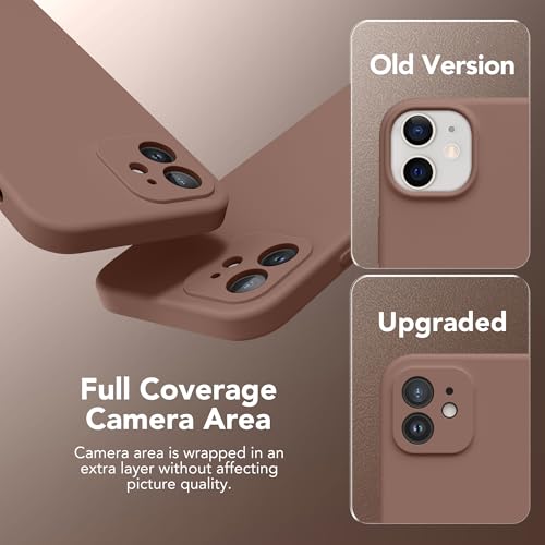 Image of Magnetic for iPhone 12 Case, Compatible with MagSafe, [Full Camera Protection][Screen Protector] Silicone Shockproof Protective Phone Case for iPhone 12 6.1 inch, Brown
