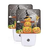 Fiephvsa Halloween Holiday Pumpkin Trick Or Treat Night Light Set of 2 Plug-in Led Indoor Nightlight