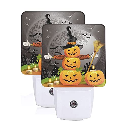 Fiephvsa Halloween Holiday Pumpkin Trick Or Treat Night Light Set Of 2 Plug-In Led Indoor Nightlights Auto Dusk-To-Dawn Sensor Lamp For Bedroom Bathroom Kitchen Hallway Stairs Decorations #TOP1