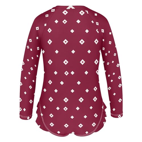 Red Square Girls Long Sleeve Rashguard Swimsuit UV Protection One-Piece Swimwear Bathing Suit B04047703