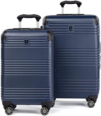 Travelpro Roundtrip Hardside Expandable Luggage, TSA Lock, 8 Spinner Wheels, Hard Shell Polycarbonate Suitcase, Navy, 2-Piece Set (21/25)