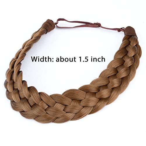 Diguan 5 Strands Synthetic Hair Braided Headband Classic Chunky Wide Plaited Braids Elastic Stretch Hairpiece Women Girl Beauty Accessory, 56G (#Medium Brown) #TOP2
