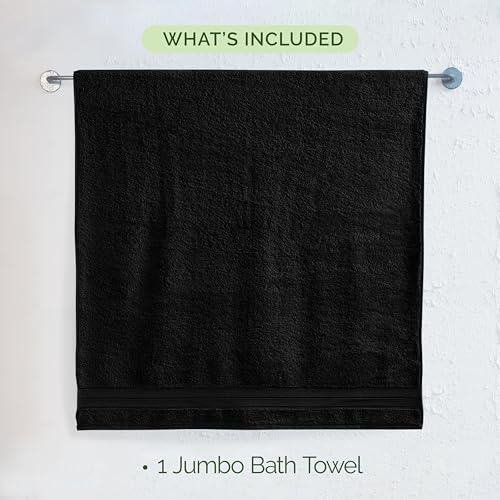 Image of Elegant Comfort Three Line Popcorn Towel Set for Bathroom 35 x 70 inches, Premium Hotel Quality 1-Pack Jumbo Towels, 100% Turkish Cotton, Soft and Durable, Quick Dry and Highly Absorbent, Black