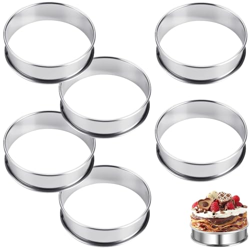 6-Piece Stainless Steel Crumpet Rings for Baking Pancakes and Muffins