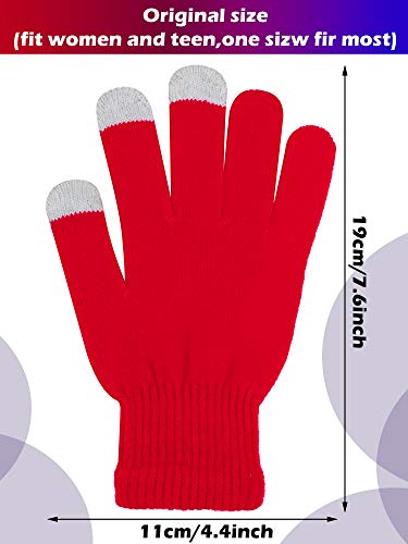 Image of Pangda 12 Pairs Winter Touch Screen Gloves for Men Women Stretch Knitted Texting Gloves Warm Windproof Solid Color Mittens