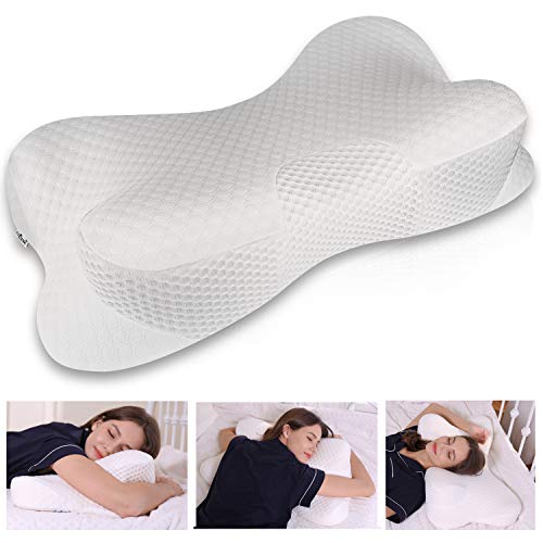 Coisum Stomach Sleeping Back Sleeping Cervical Pillow - Memory Foam Belly Sleeper Pillow for Neck and Shoulder Pain Relief - Orthopedic Ergonomic Pillow with Breathable Cover