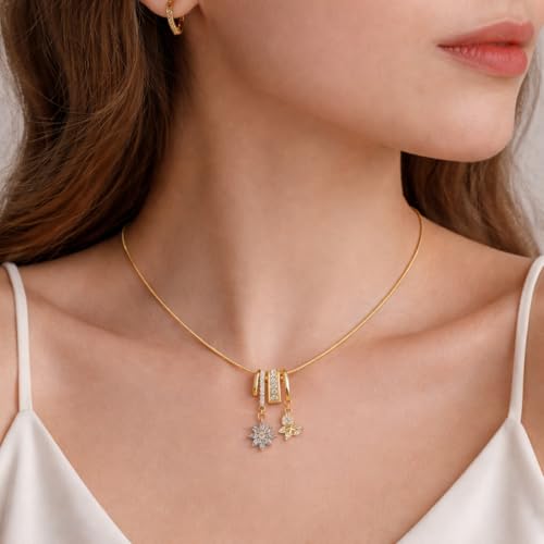 Image of RIDHVEE Anti-Tarnish Gold Plated Pendant Necklace for Women & Girls | Skin Friendly Lightweight Fashion Jewellery | Elegant Minimalist Chain Necklace & Gifting