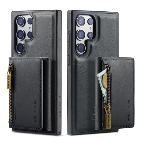 Funda de piel para Samsung S26 Plus con absorción magnética y cartera desmontable