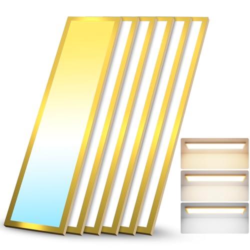Image of AIKVSXER 6 Pack 1x4 LED Flat Panel Light Surface Mount for Auditoriums Hotel-3000K /4000K /5000K 50W 5500LM 120V Triac Dimming 10%-100% 4ft LED Kitchen Lights Ceiling - ETL DLC