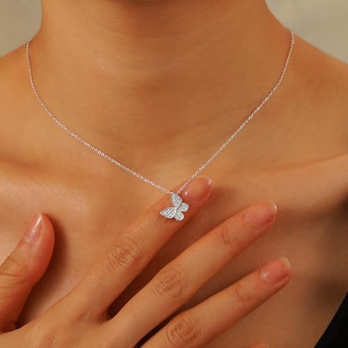 SUYACS 14K Gold Plated Butterfly Necklaces for Women 925 Sterling Silver Cute Butterfly CZ Pendant Necklace Dainty Insect Animal Charm Chain Necklace Jewelry Birthday Gifts for Mom Daughter2