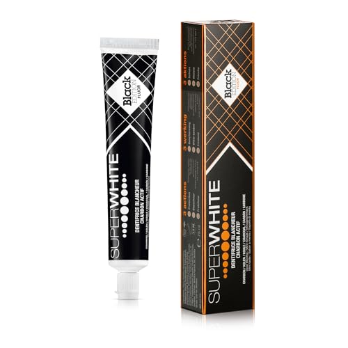 SUPERWHITE - Dentifrice Blancheur au Charbon Actif Black Edition - Goût Menthe - 75 ml