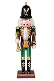 Clever Creations Traditional Soldier Nutcracker with Horn | Collectible Wooden Christmas Nutcracker | Festive Holiday Decor |100% Wood | 12” Tall