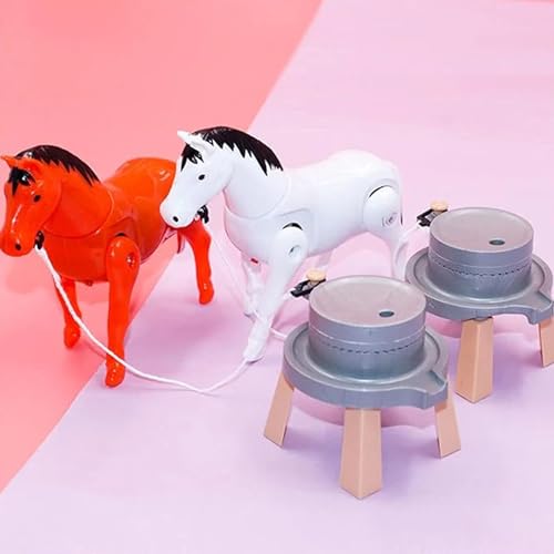 Image of Kidology Kids Electric Rotating Horse Toy | Battery Operated Horse Playset with Mill, Flexible Joints & Realistic Grinding Action | Interactive Farm Animal Toy for Boys & Girls Pack of 1