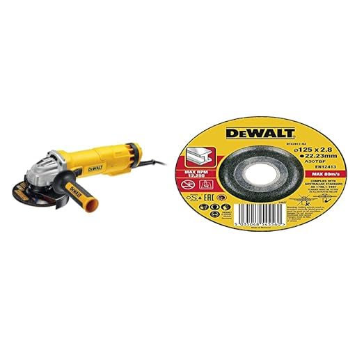 Meuleuse DWE4237-QS DEWALT 1400W avec disque 125mm pour découpe de métaux