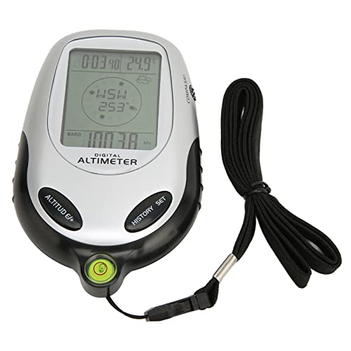 YedaHcy Multifunctional Digital LCD Altimeter Compass Barometer with Blue Backlight, Design for Outdoor Use, Full Screen Display of Bearing Direction Clock Temperature
