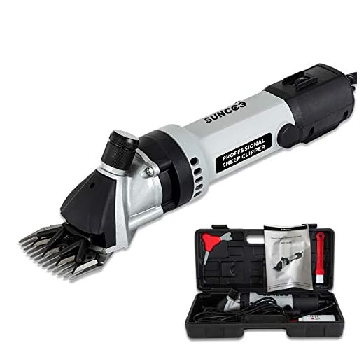SUNCOO Portable Sheep Shears 6 Speeds Adjustable Alpaca Electric Clippers 350W Professional Shearing Trimmer for Goat Llama Horse Farm Animal Fur Livestock Pet Grooming, Heavy Duty with Carrying Case