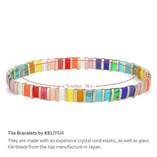 Image of KELITCH Women Stretch Bracelets Mixed Tila Seed Beaded Bracelets Lucky Jewelry for Women Lovers