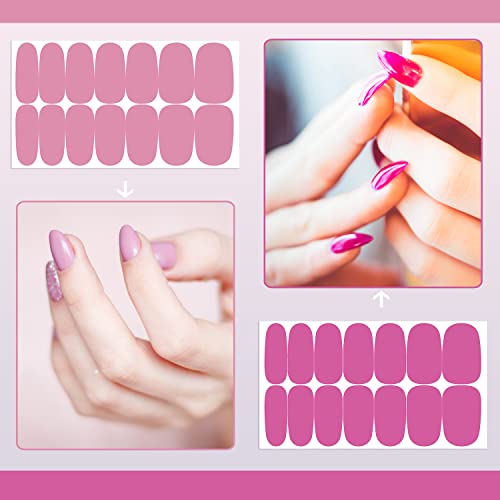 Silpecwee Pink Nail Wraps For Women Nail Polish Strips Solid Color Glitter Self Adhesive Nail Polish Stickers Gel Nail Strips Fingernail Manicure Stickers With 1Pc Nail File (16 Sheets) #TOP3