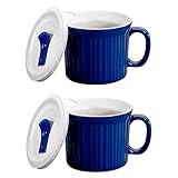 CorningWare Colours Pop-Ins 20-oz Mug w/ Vented Lid - 2 Pack (Blueberry)