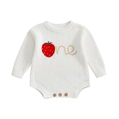 White-strawberry One for 1 Year Birthday