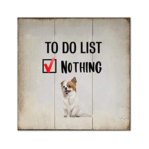 Panneau To Do List Dog déco suspendue en bois 35x35 cm pour chambre