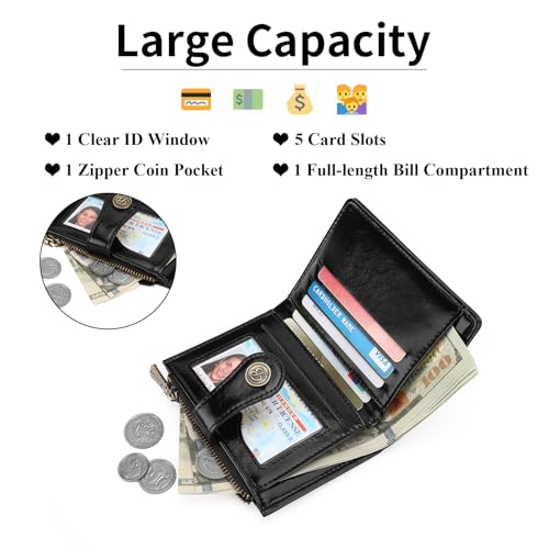 Image of Small Wallet for Women Bifold Credit Card Holder Compact Women Wallet with Zipper Coin Pocket