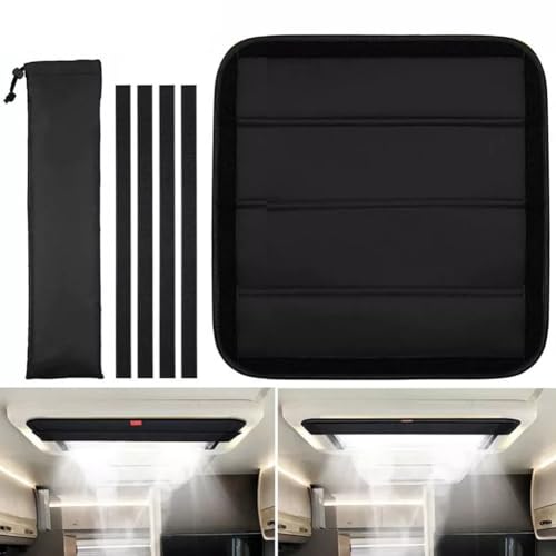 Cortina plegable para techo solar de 41 x 41 cm, 4 capas opacas aisladas, para ventilación de tragaluces con tela Oxford y lámina de aluminio, instalación sin taladrar para campistas, remolques