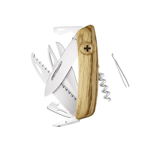 Benture Coltello svizzero tascabile con manico in legno, coltello in acciaio inox per caccia, pesca, campeggio, escursionismo, attività all'aperto