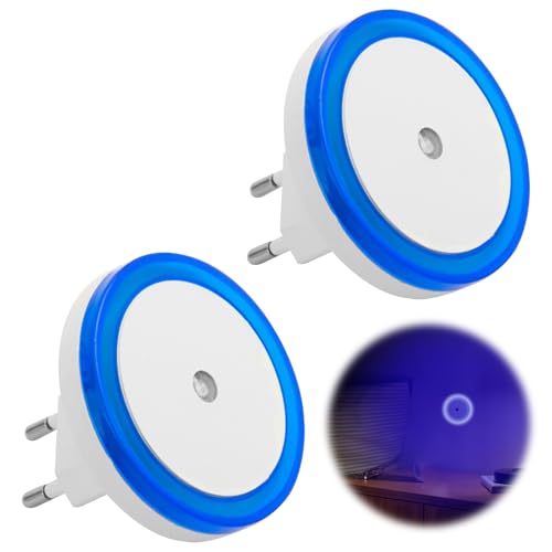 MxyVrix 2 Piezas Luz Nocturna LED Azul, Luz Nocturna Enchufe con Sensor Crepuscular, Luces de Noche Enchufables, Night Light, Encendido/Apagado Automático, para Dormitorio, Escalera y Baño